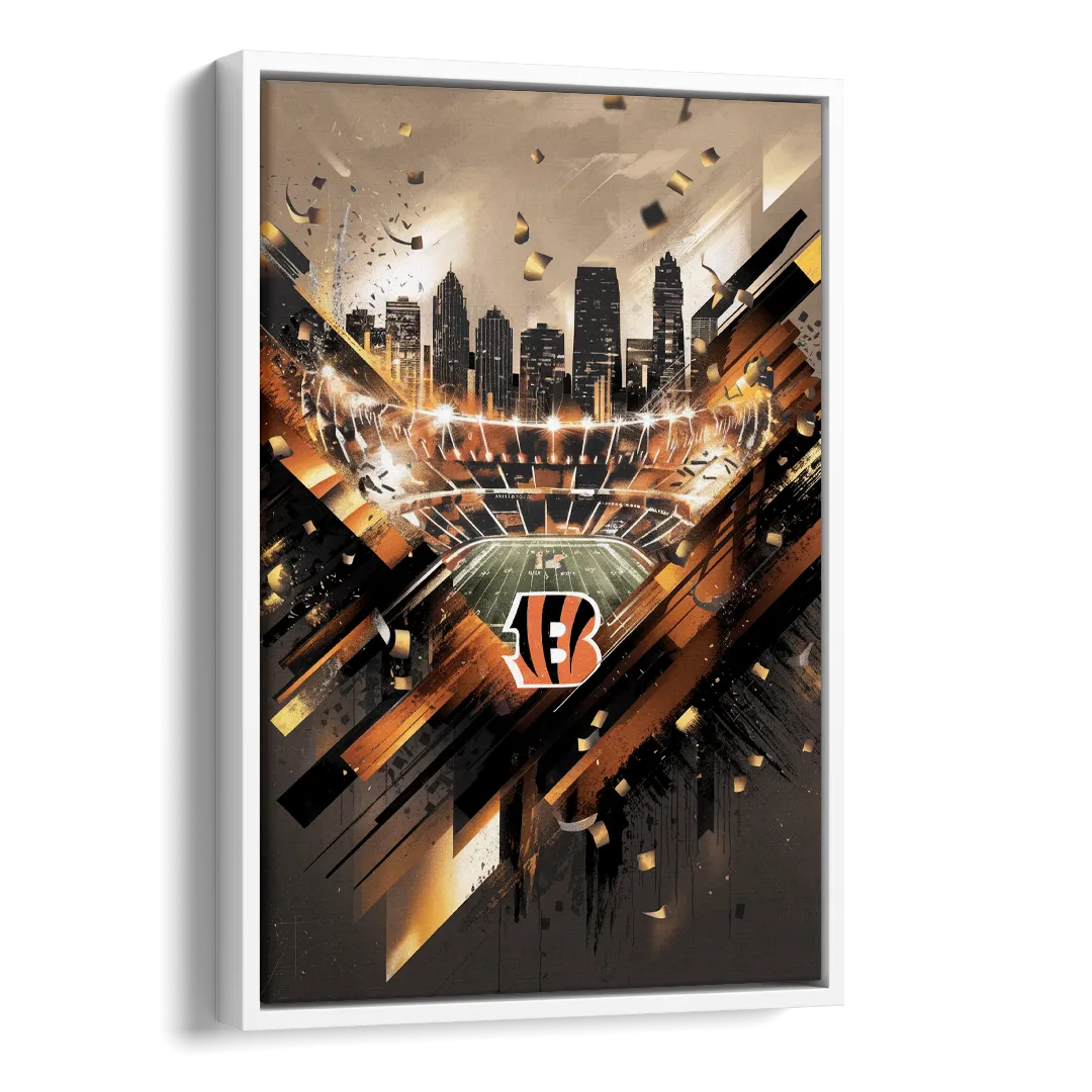 Cincinnati Bengals AFC Championship Celebration Side - White Canvas Wall Art