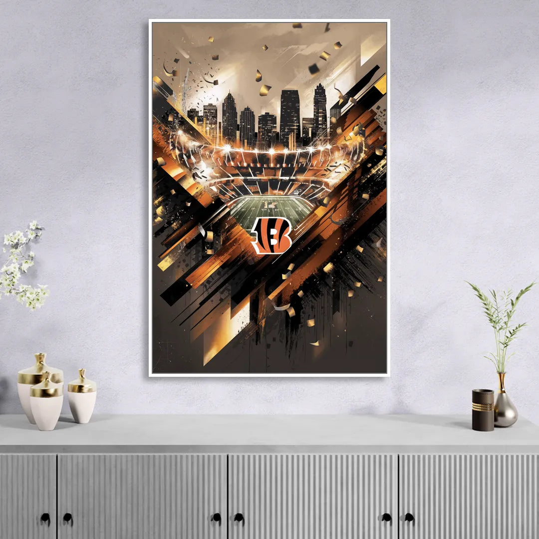 Cincinnati Bengals AFC Championship Celebration Sitting Room - White Canvas Wall Art