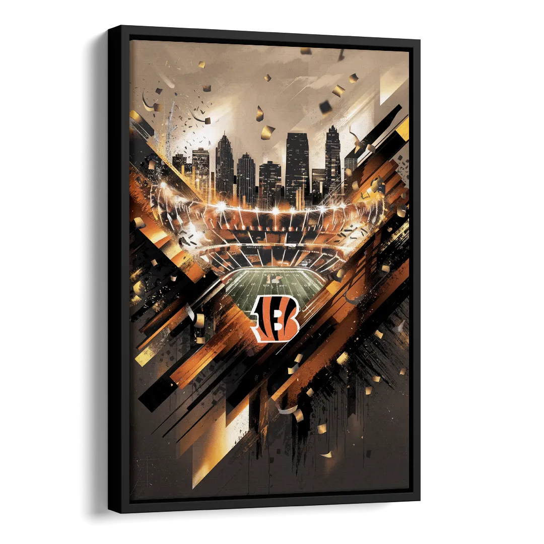 Cincinnati Bengals AFC Championship Celebration Side - Black Canvas Wall Art