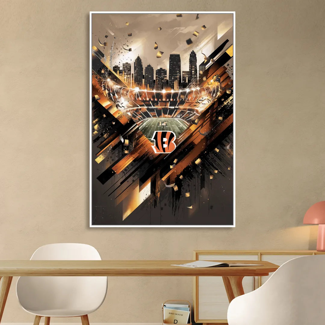 Cincinnati Bengals AFC Championship Celebration Living Room - White Canvas Wall Art