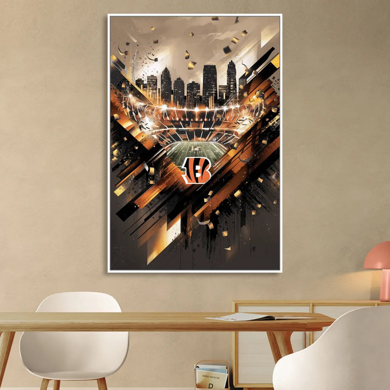 Cincinnati Bengals AFC Championship Celebration Living Room - White Canvas Wall Art