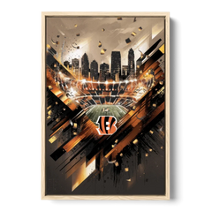 Cincinnati Bengals AFC Championship Celebration - Oak Framed Canvas Wall Art - Front