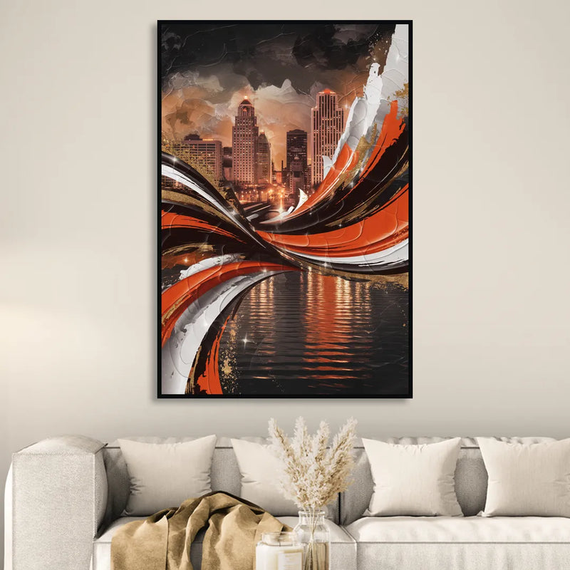 Cincinnati Bengals Championship Parade Living Room - Black Canvas Wall Art