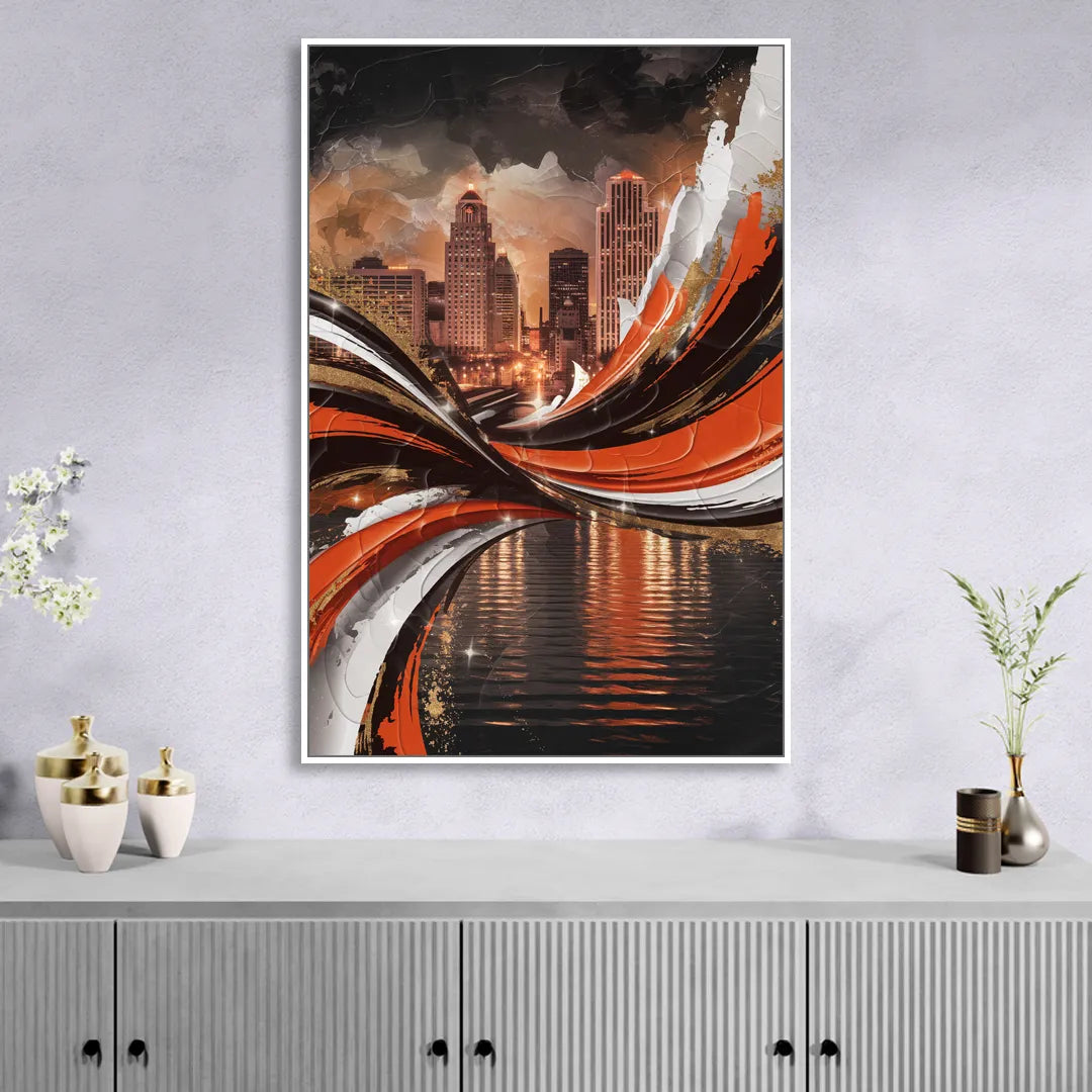 Cincinnati Bengals Championship Parade Living Room - White Canvas Wall Art