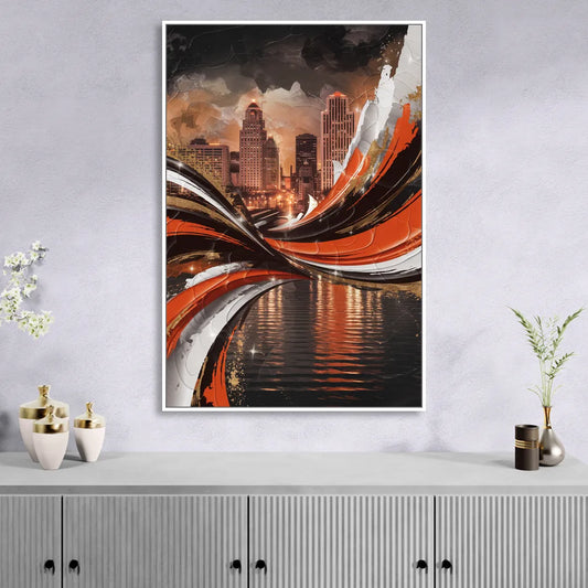 Cincinnati Bengals Championship Parade Living Room - White Canvas Wall Art