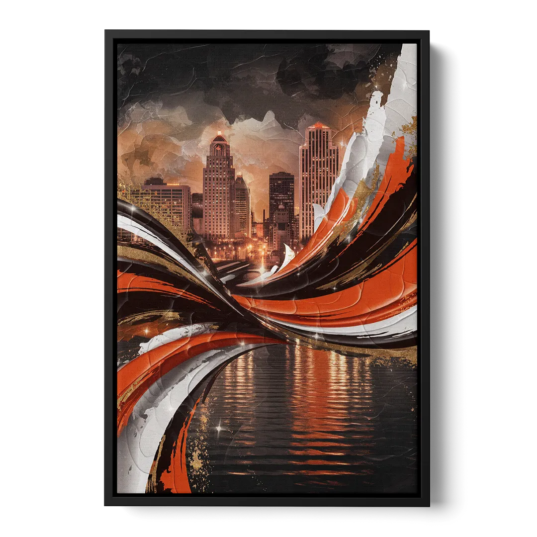 Cincinnati Bengals Championship Parade Front - Black Canvas Wall Art