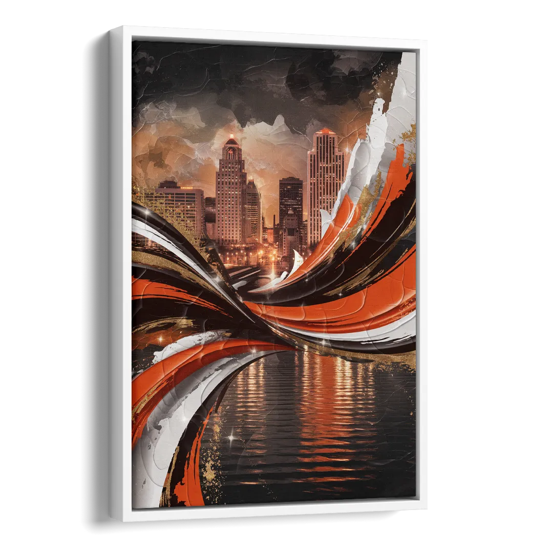 Cincinnati Bengals Championship Parade Side - White Canvas Wall Art