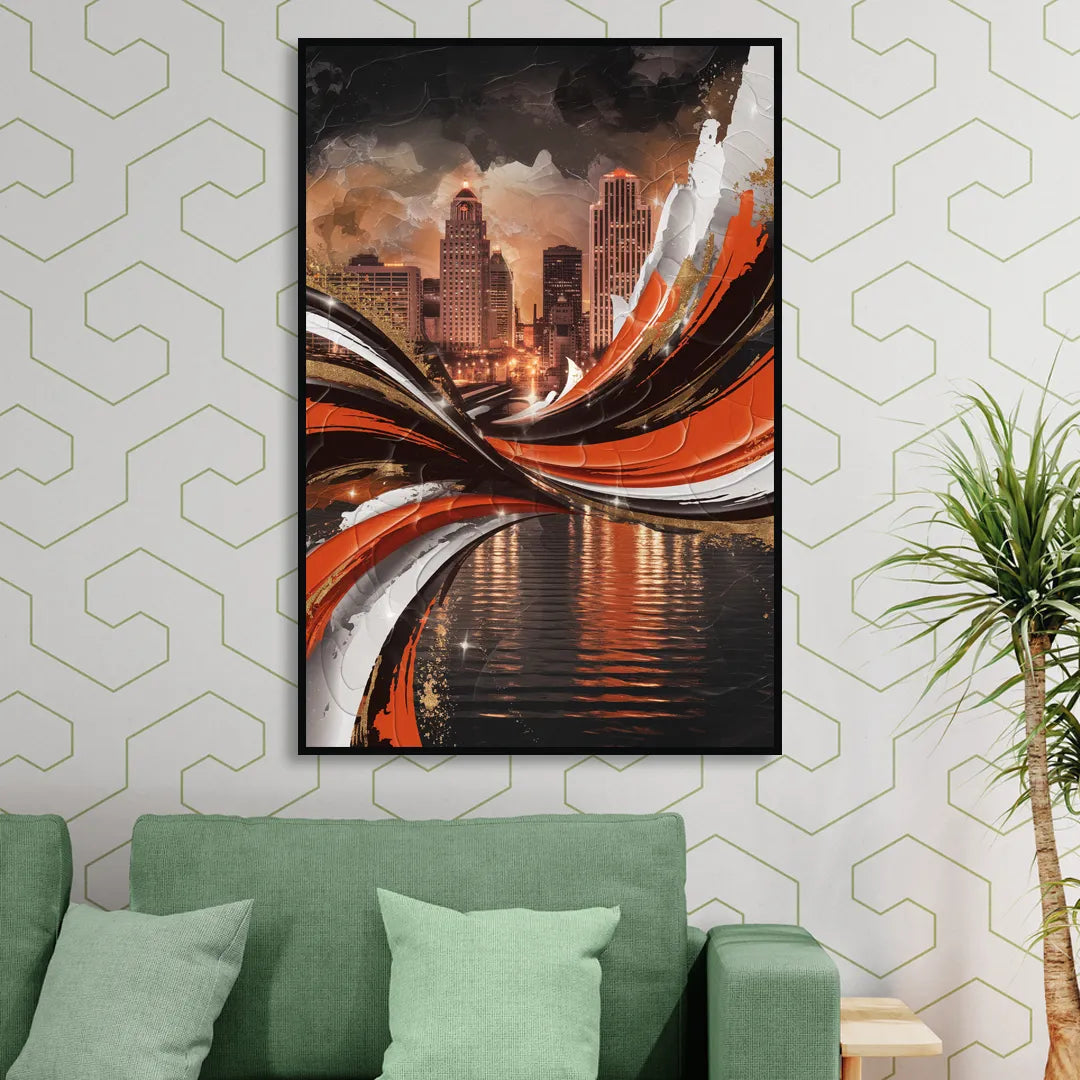 Cincinnati Bengals Championship Parade Sitting Room - Black Canvas Wall Art