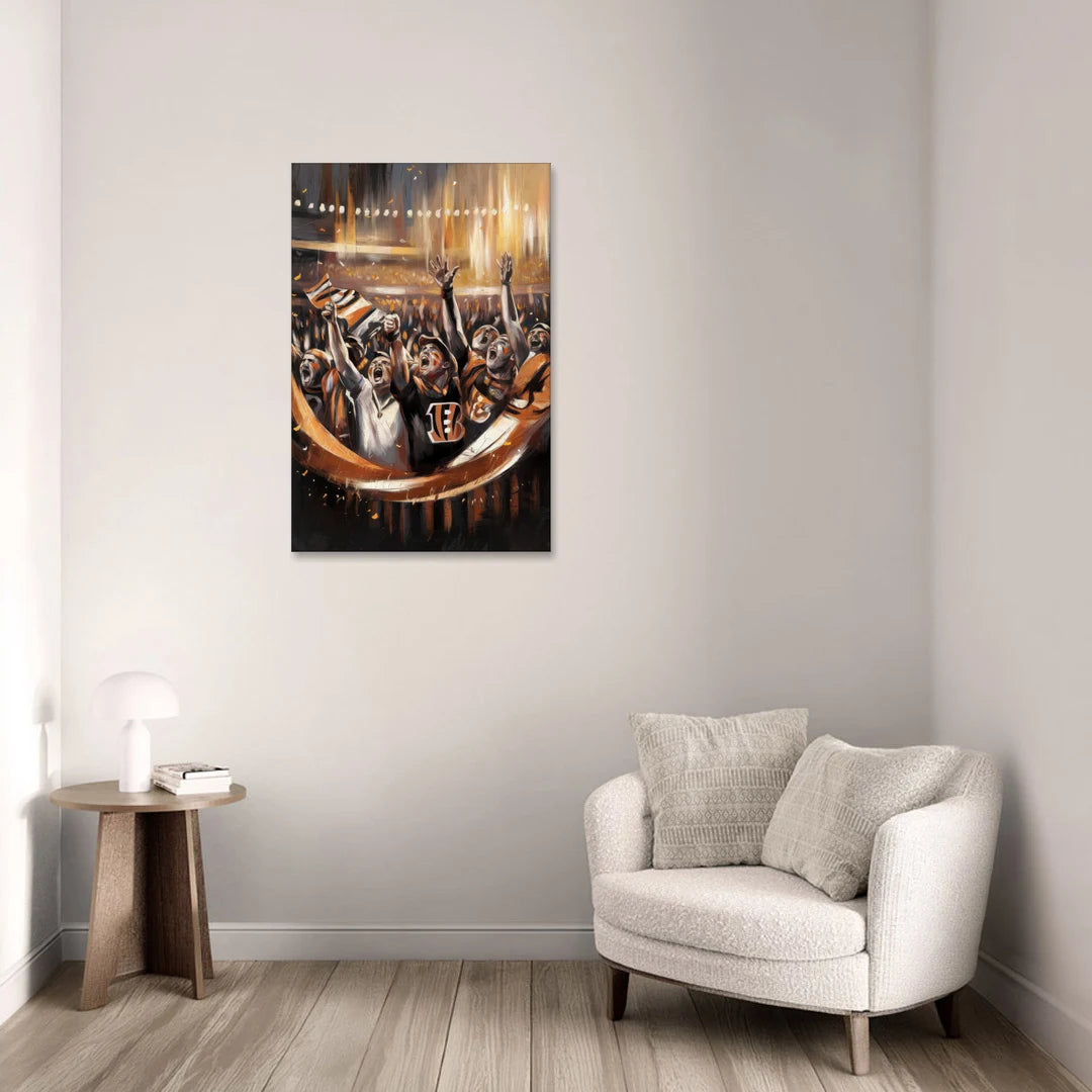 Cincinnati Bengals Fans in Action - Canvas Wall Art - Sofa - 24x36