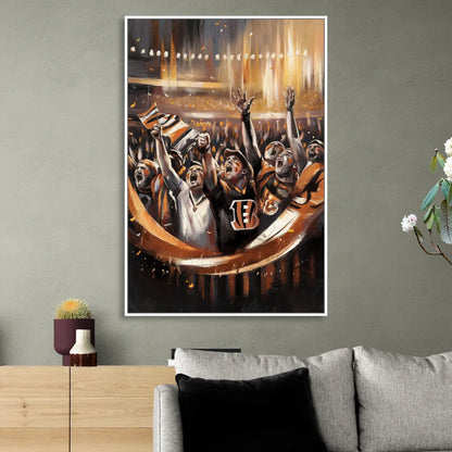 Cincinnati Bengals Fans in Action Living Room - White Canvas Wall Art