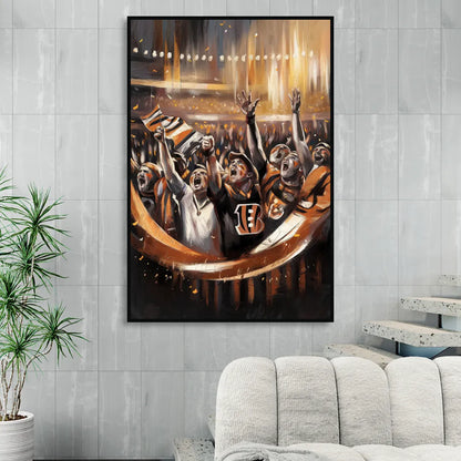 Cincinnati Bengals Fans in Action Sitting Room - Black Canvas Wall Art