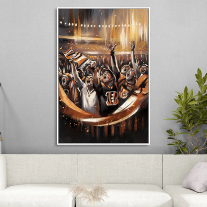 Cincinnati Bengals Fans in Action Sitting Room - White Canvas Wall Art