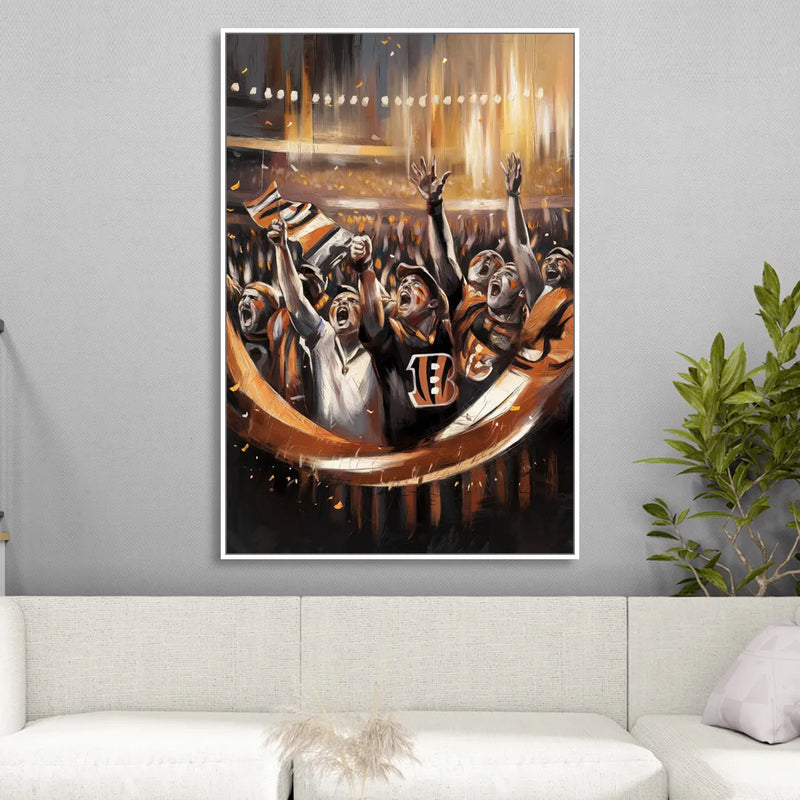 Cincinnati Bengals Fans in Action Sitting Room - White Canvas Wall Art