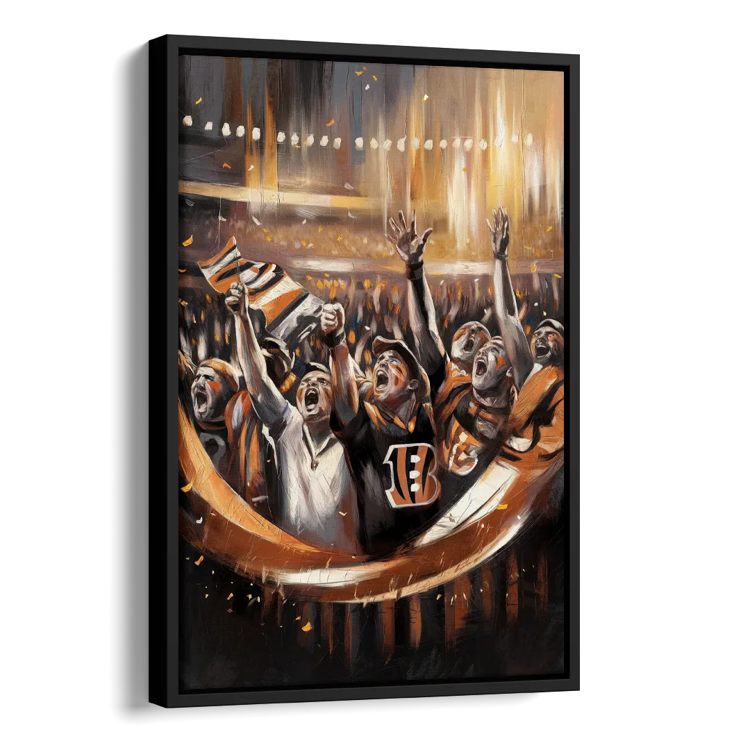 Cincinnati Bengals Fans in Action Side - Black Canvas Wall Art