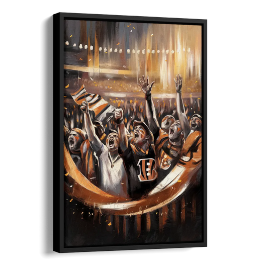 Cincinnati Bengals Fans in Action Side - Black Canvas Wall Art