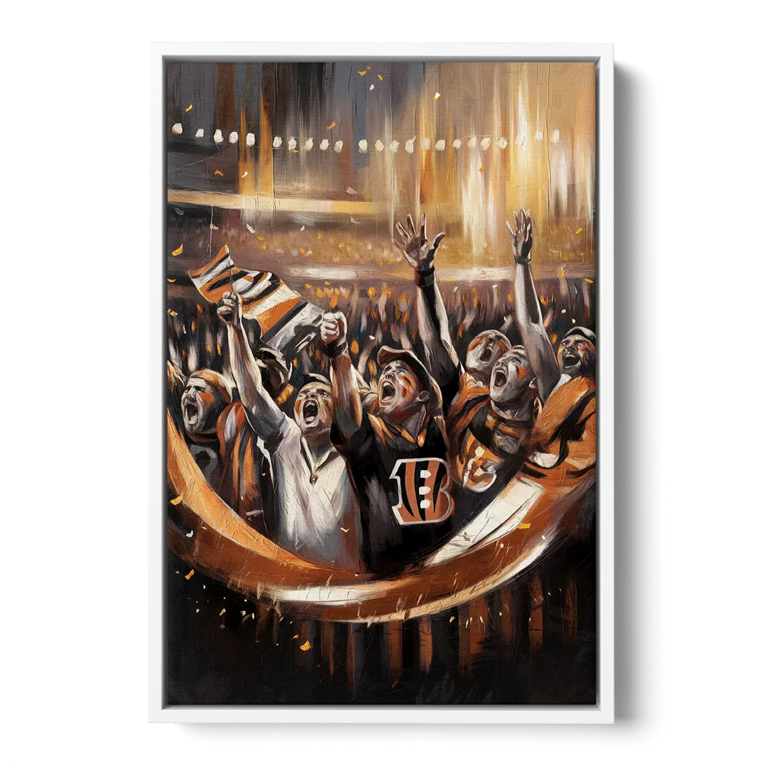 Cincinnati Bengals Fans in Action Front - White Canvas Wall Art