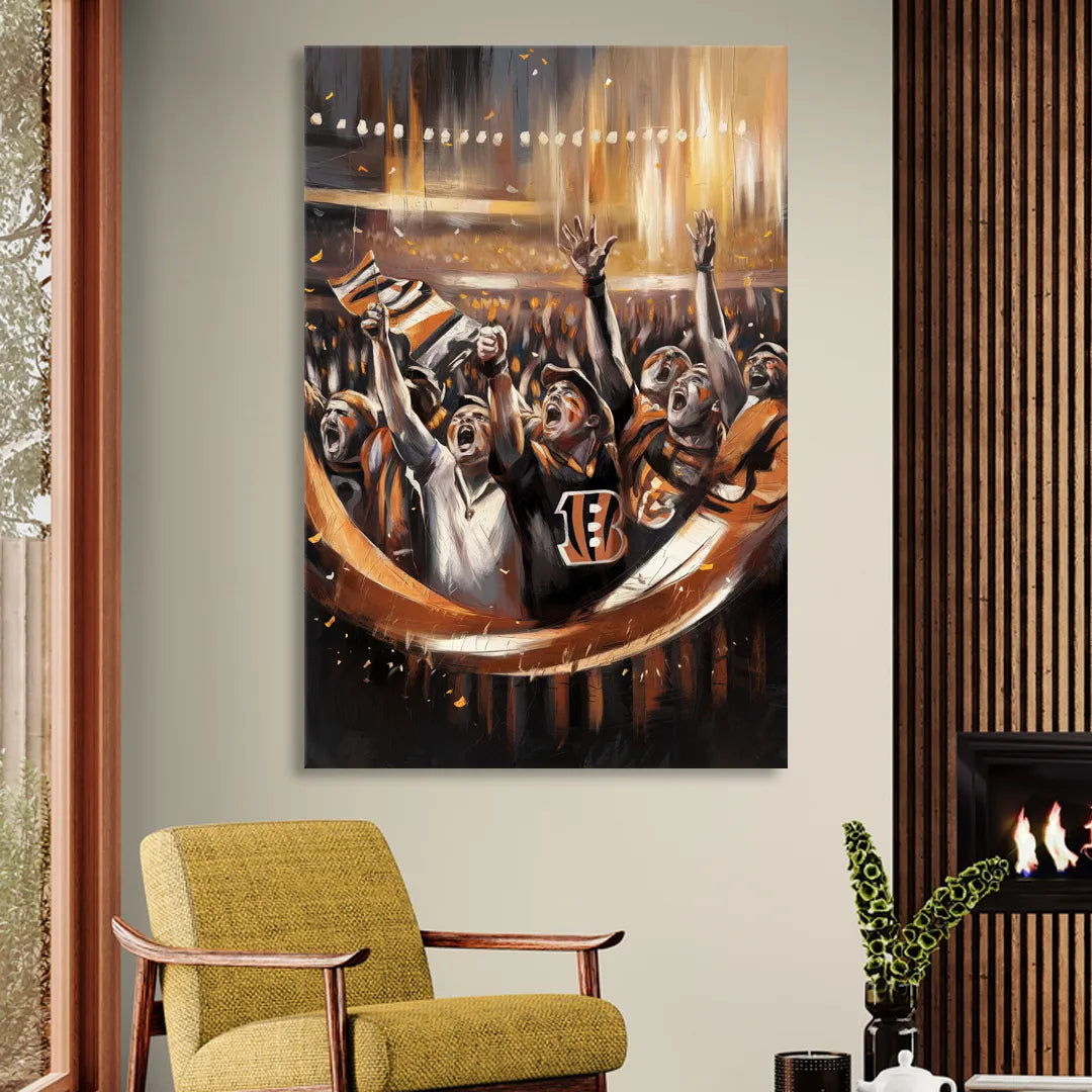Cincinnati Bengals Fans in Action Sitting Room - Canvas Wall Art