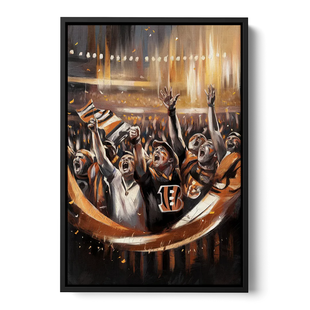 Cincinnati Bengals Fans in Action Front - Black Canvas Wall Art