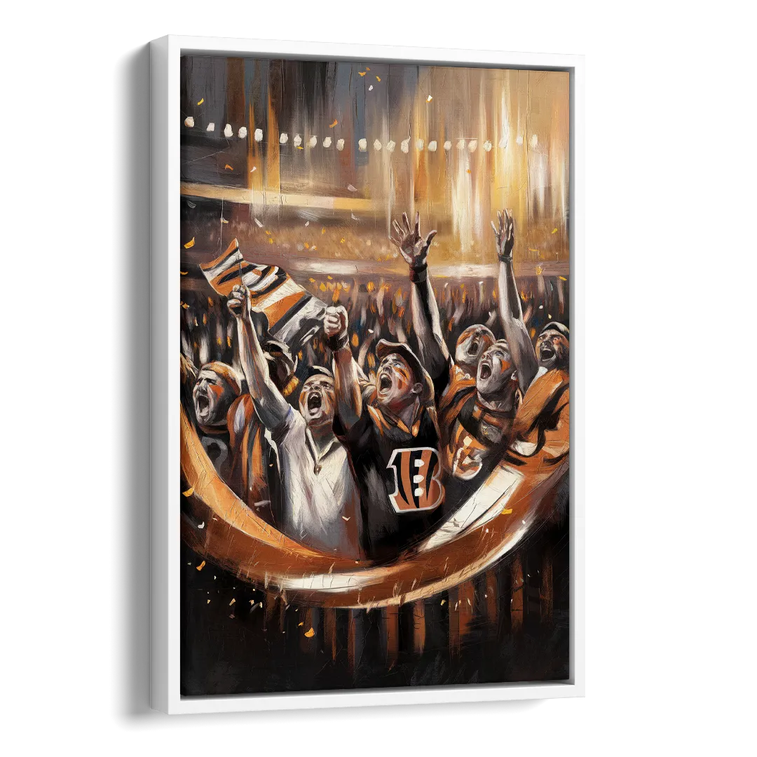 Cincinnati Bengals Fans in Action Side - White Canvas Wall Art