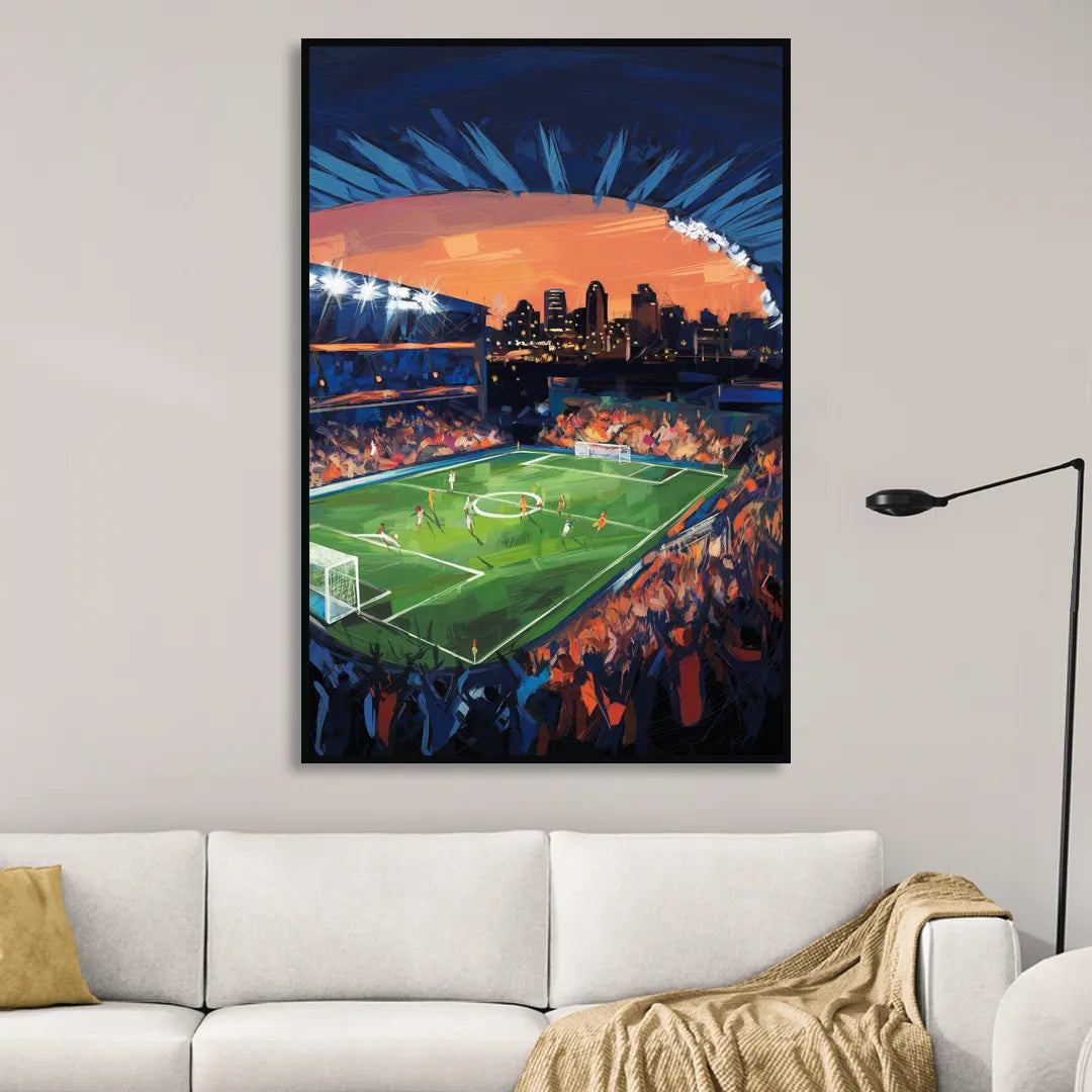 Cincinnati FC Stadium Lights Living Room - Black Canvas Wall Art