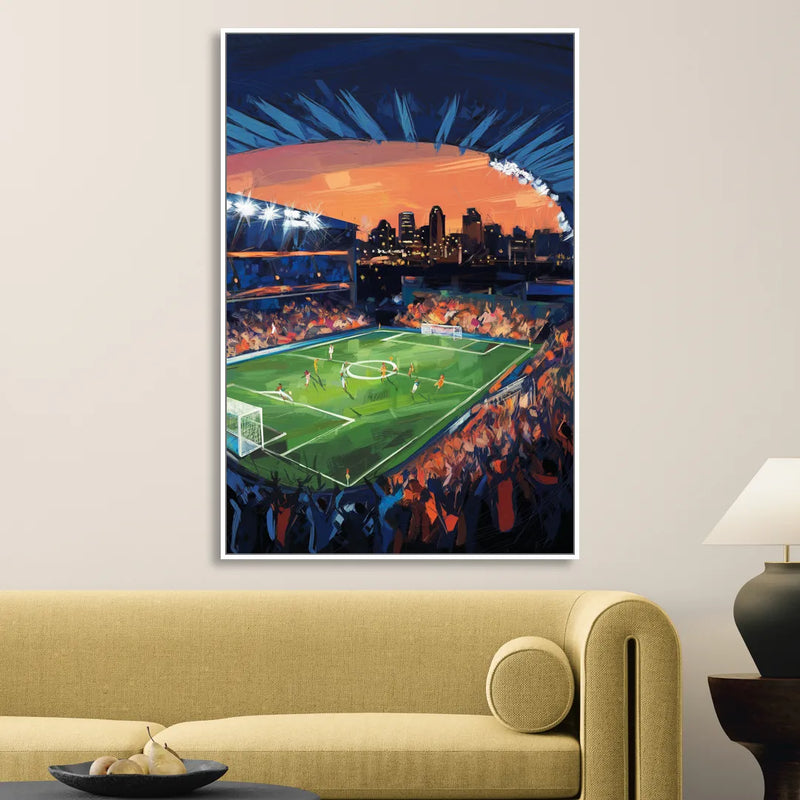 Cincinnati FC Stadium Lights Sitting Room - White Canvas Wall Art