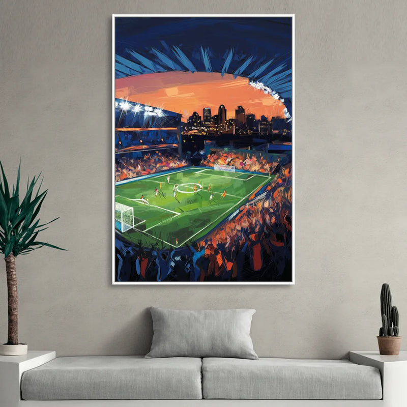 Cincinnati FC Stadium Lights Living Room - White Canvas Wall Art