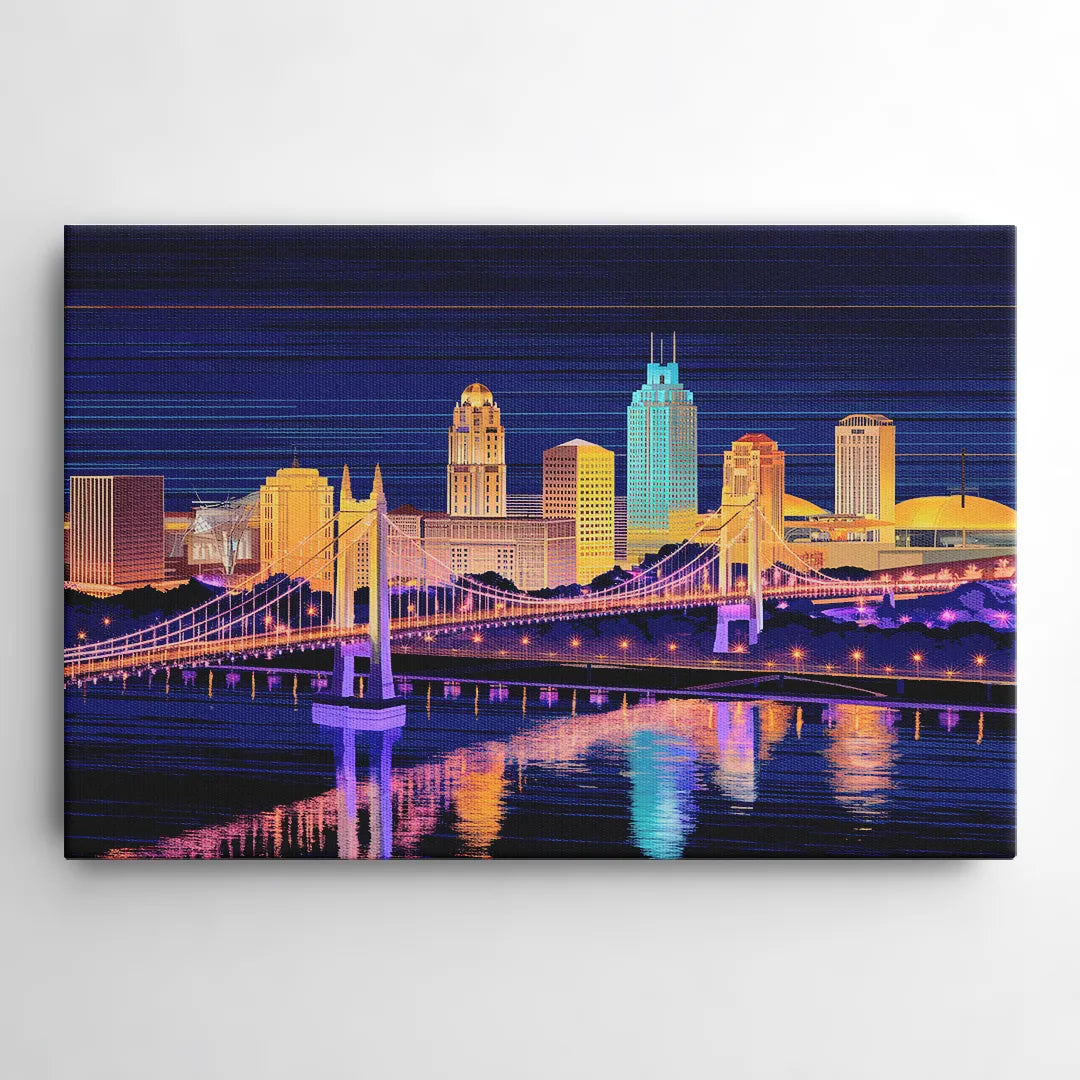 Cincinnati Nighttime Skyline - Canvas Wall Art