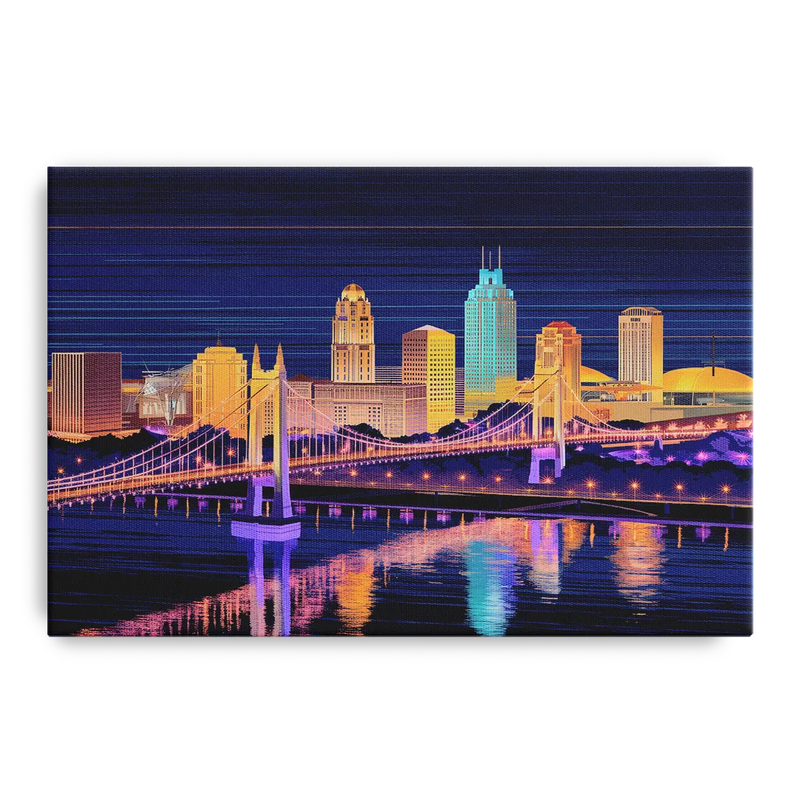 Cincinnati Nighttime Skyline Front - Canvas Wall Art