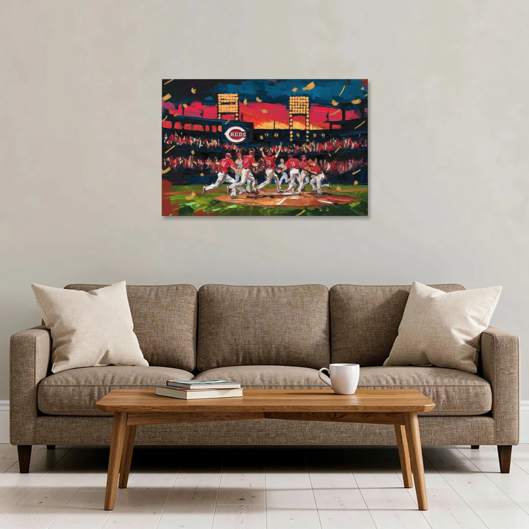 Cincinnati Reds Historic Moments - Canvas Wall Art - Sofa - 36x24