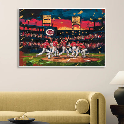 Cincinnati Reds Historic Moments Sitting Room - White Canvas Wall Art