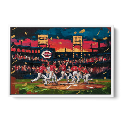 Cincinnati Reds Historic Moments Front - White Canvas Wall Art