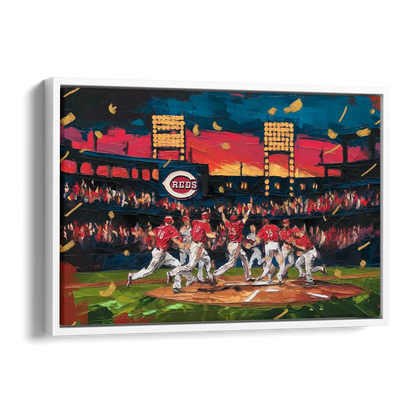 Cincinnati Reds Historic Moments Side - White Canvas Wall Art