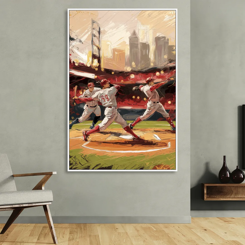 Cincinnati Reds Legendary Players Sitting Room - White Canvas Wall Art