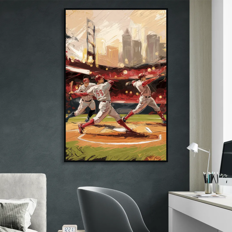 Cincinnati Reds Legendary Players Sitting Room - Black Canvas Wall Art
