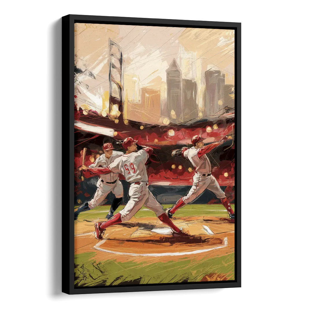 Cincinnati Reds Legendary Players Side - Black Canvas Wall Art