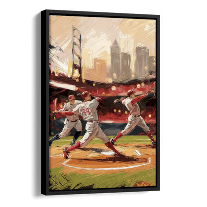 Cincinnati Reds Legendary Players Side - Black Canvas Wall Art