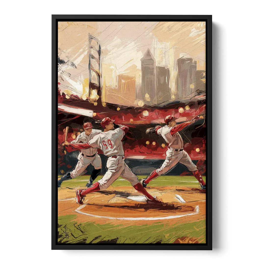 Cincinnati Reds Legendary Players Front - Black Canvas Wall Art