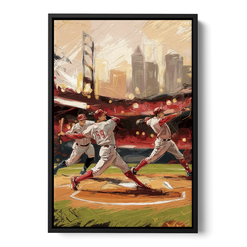 Cincinnati Reds Legendary Players Front - Black Canvas Wall Art