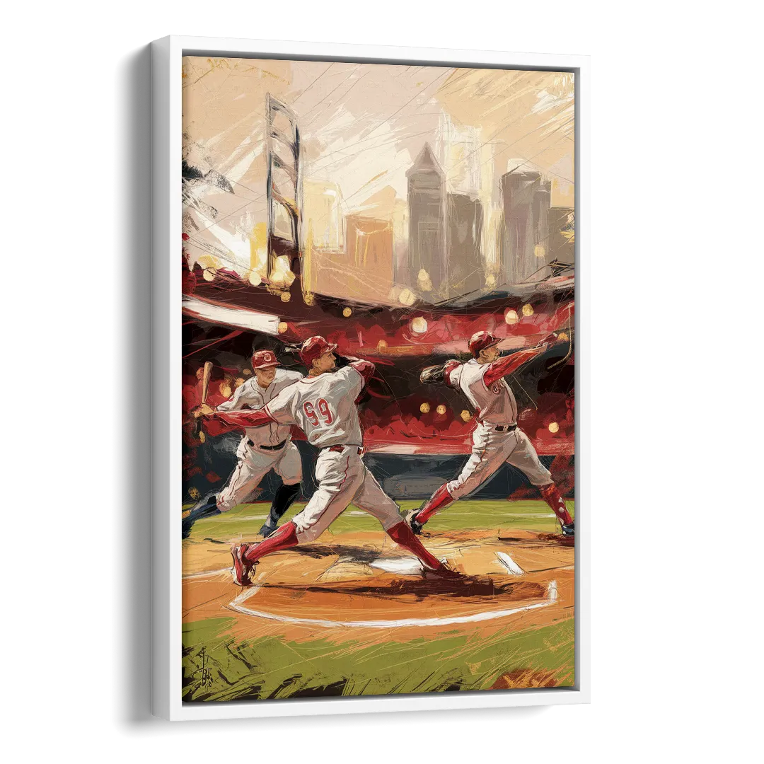 Cincinnati Reds Legendary Players Side - White Canvas Wall Art