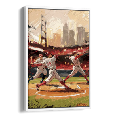 Cincinnati Reds Legendary Players Side - White Canvas Wall Art