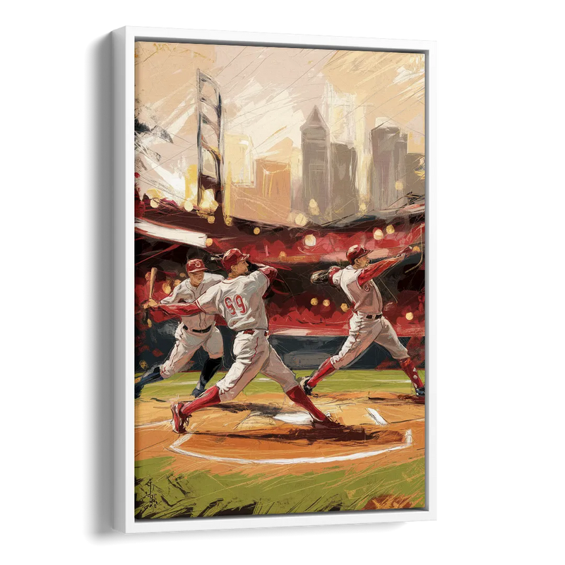 Cincinnati Reds Legendary Players Side - White Canvas Wall Art