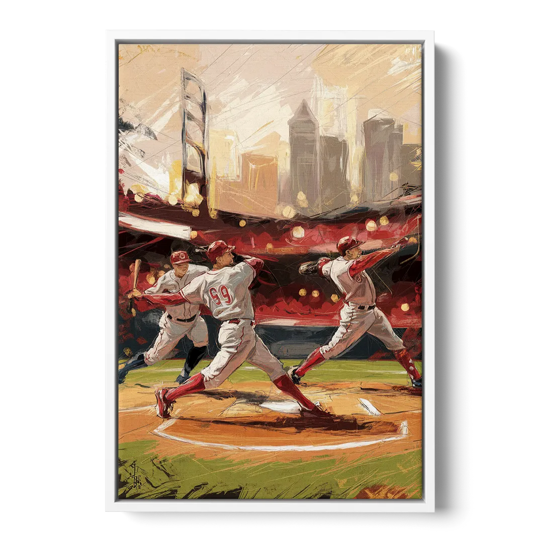 Cincinnati Reds Legendary Players Front - White Canvas Wall Art