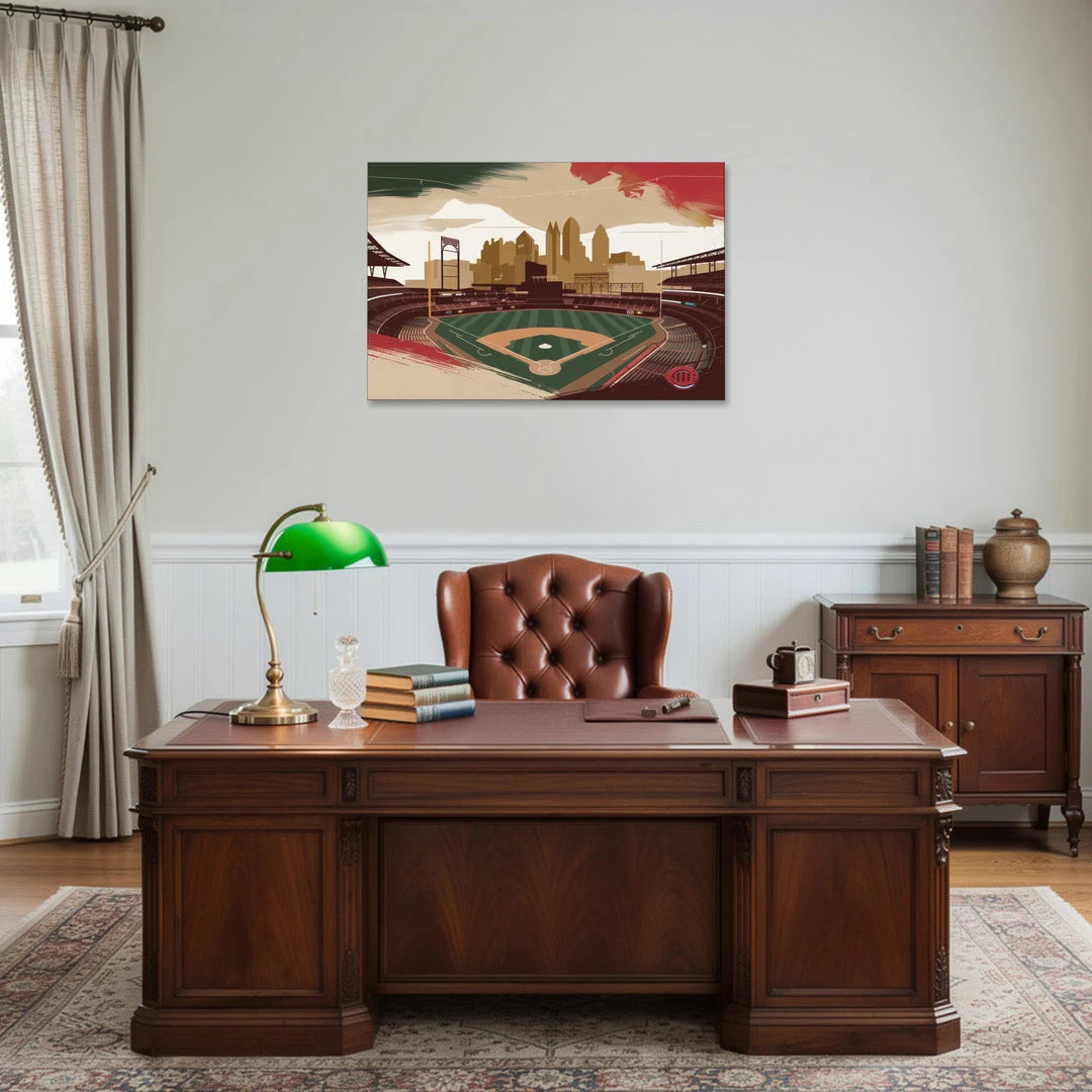 Cincinnati Reds Vintage Moments - Canvas Wall Art - Office - 36x24