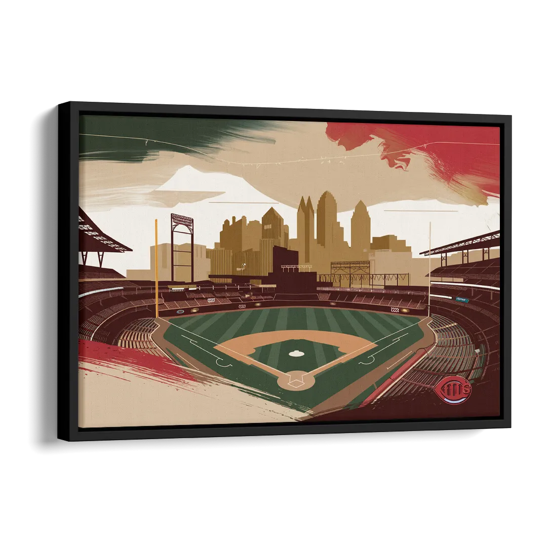 Cincinnati Reds Vintage Moments Side - Black Canvas Wall Art