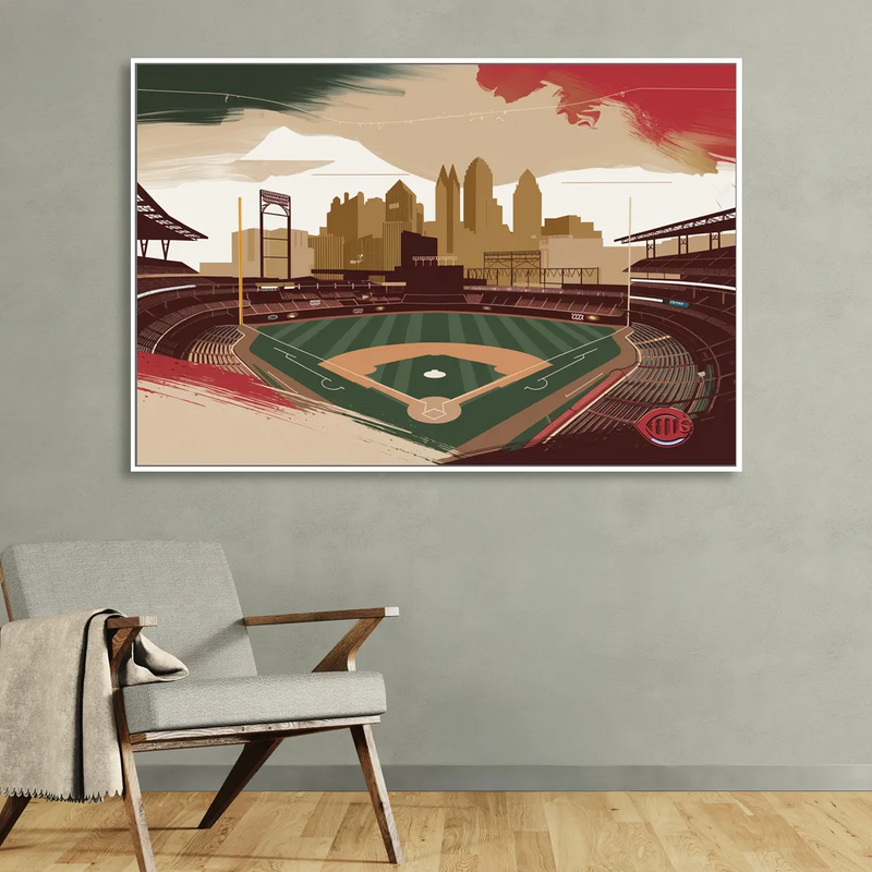 Cincinnati Reds Vintage Moments Sitting Room - White Canvas Wall Art