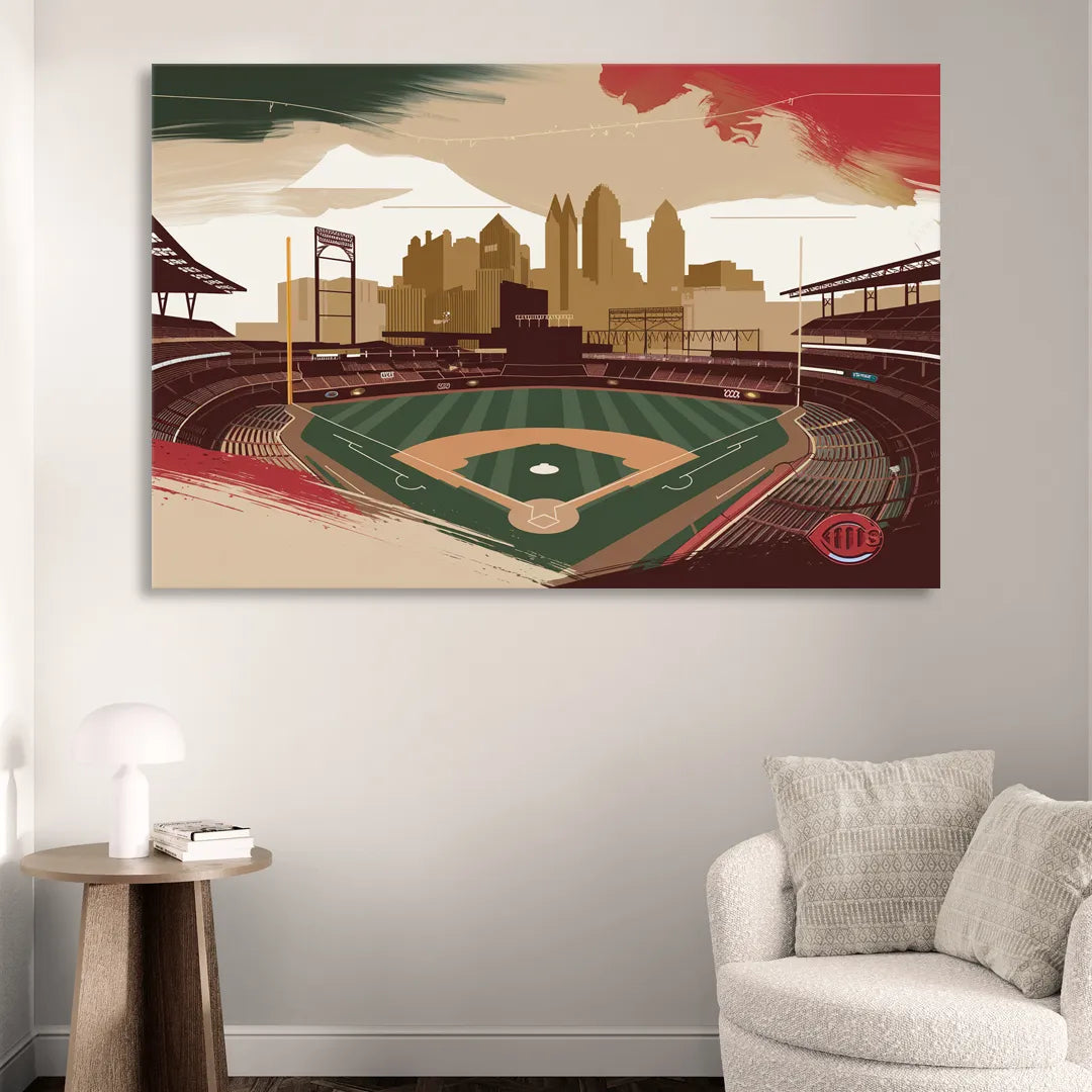 Cincinnati Reds Vintage Moments Sitting Room - Canvas Wall Art