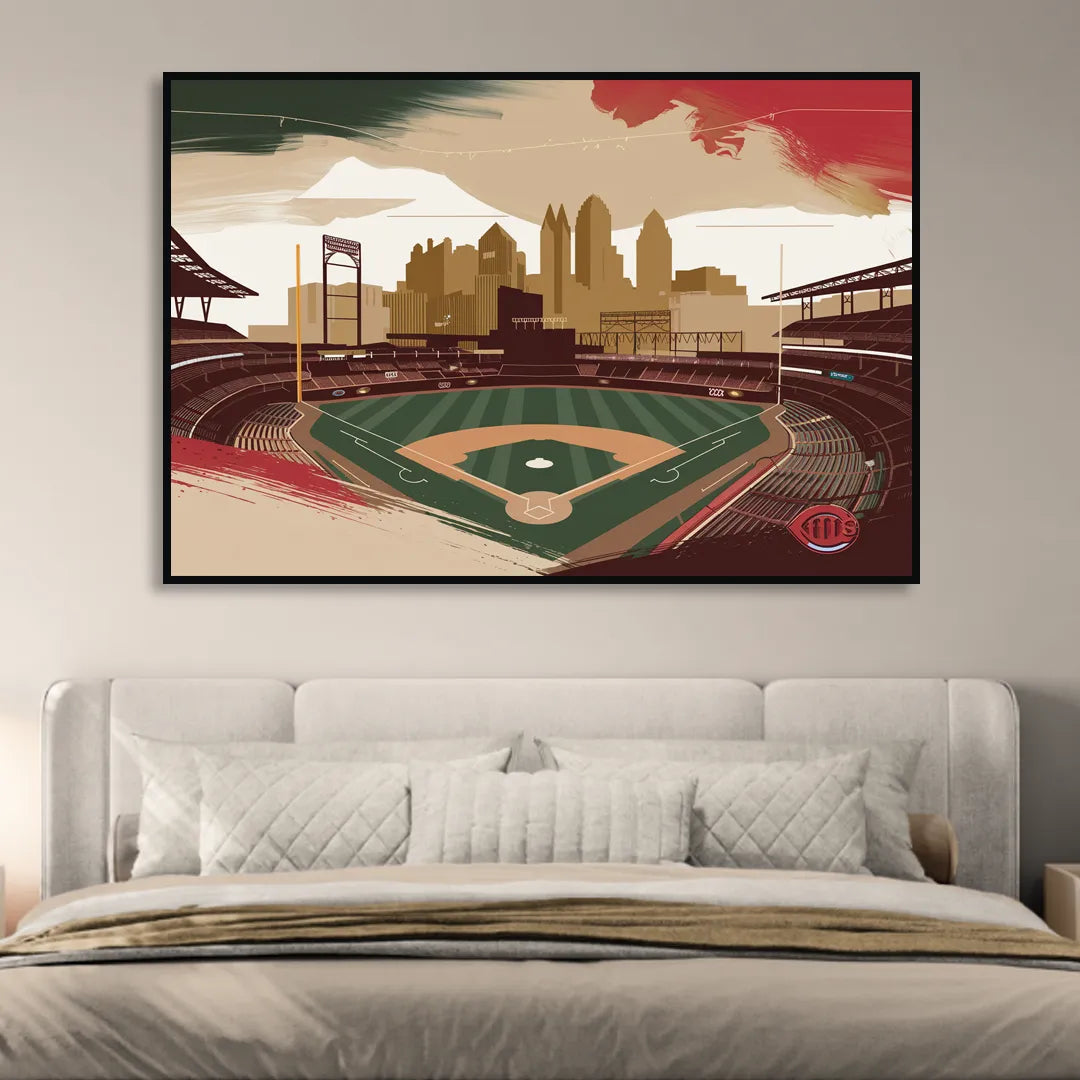 Cincinnati Reds Vintage Moments Sitting Room - Black Canvas Wall Art