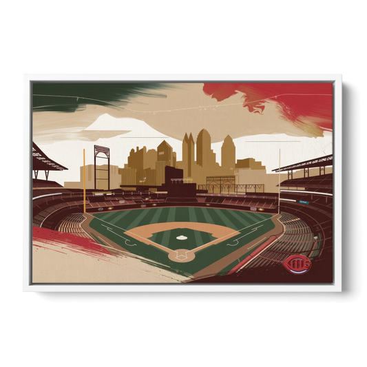 Cincinnati Reds Vintage Moments - White Framed Canvas Wall Art - Front