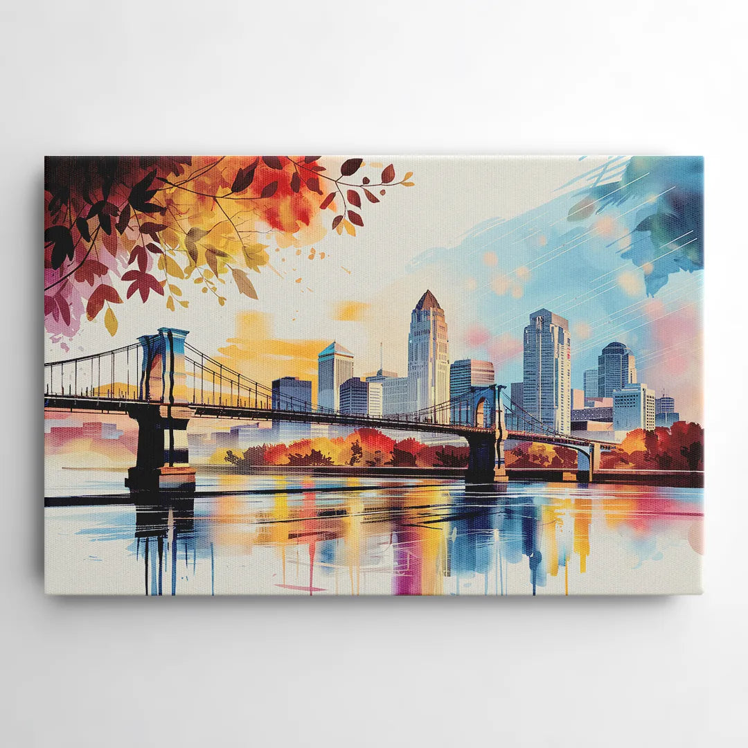 Cincinnati Skyline In Autumn - Canvas Wall Art