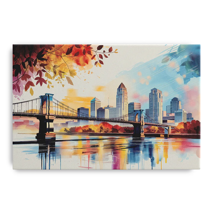 Cincinnati Skyline In Autumn Front - Canvas Wall Art